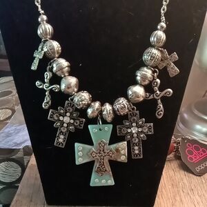 Montana West Silver and Blue Necklace